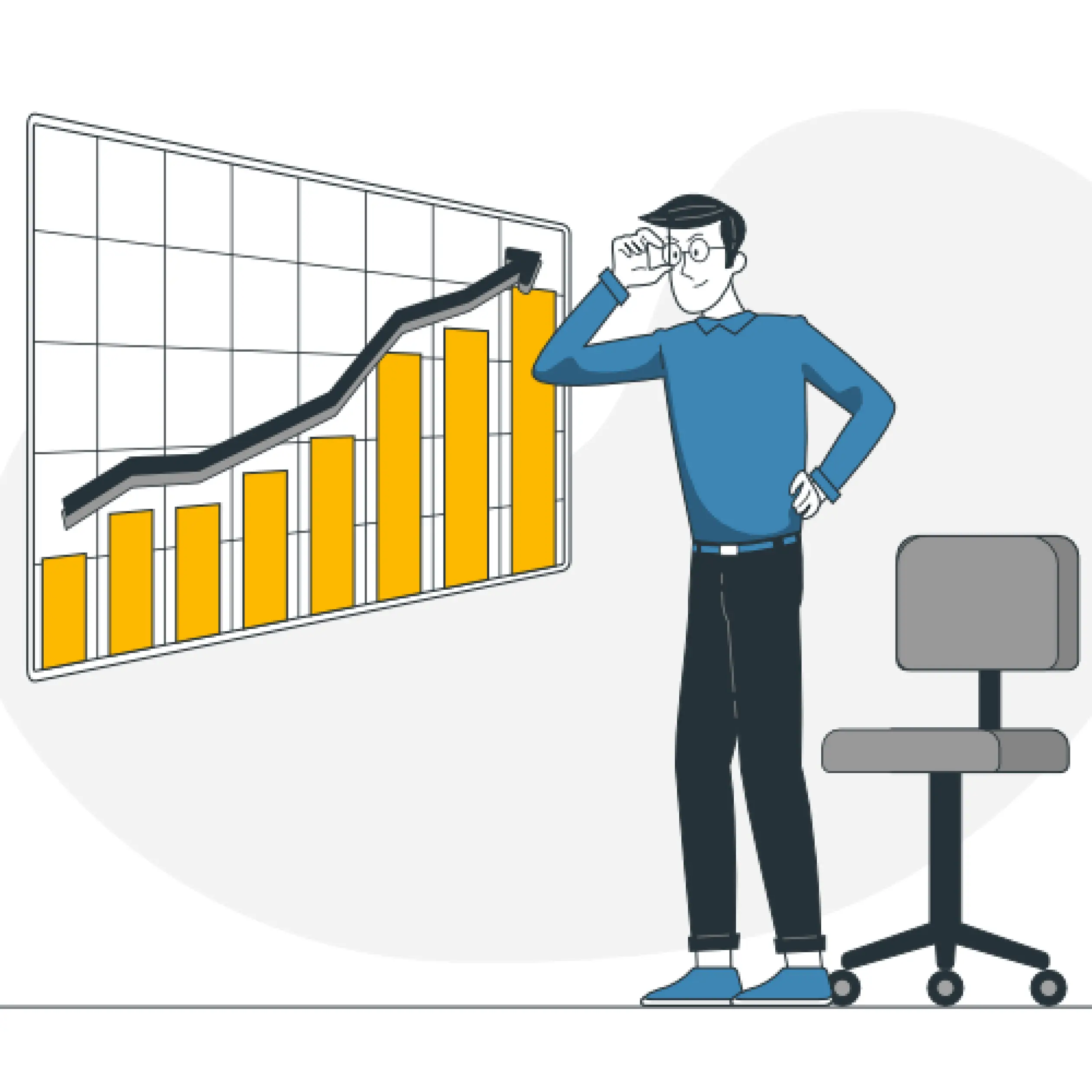 People sitting looking at chart data