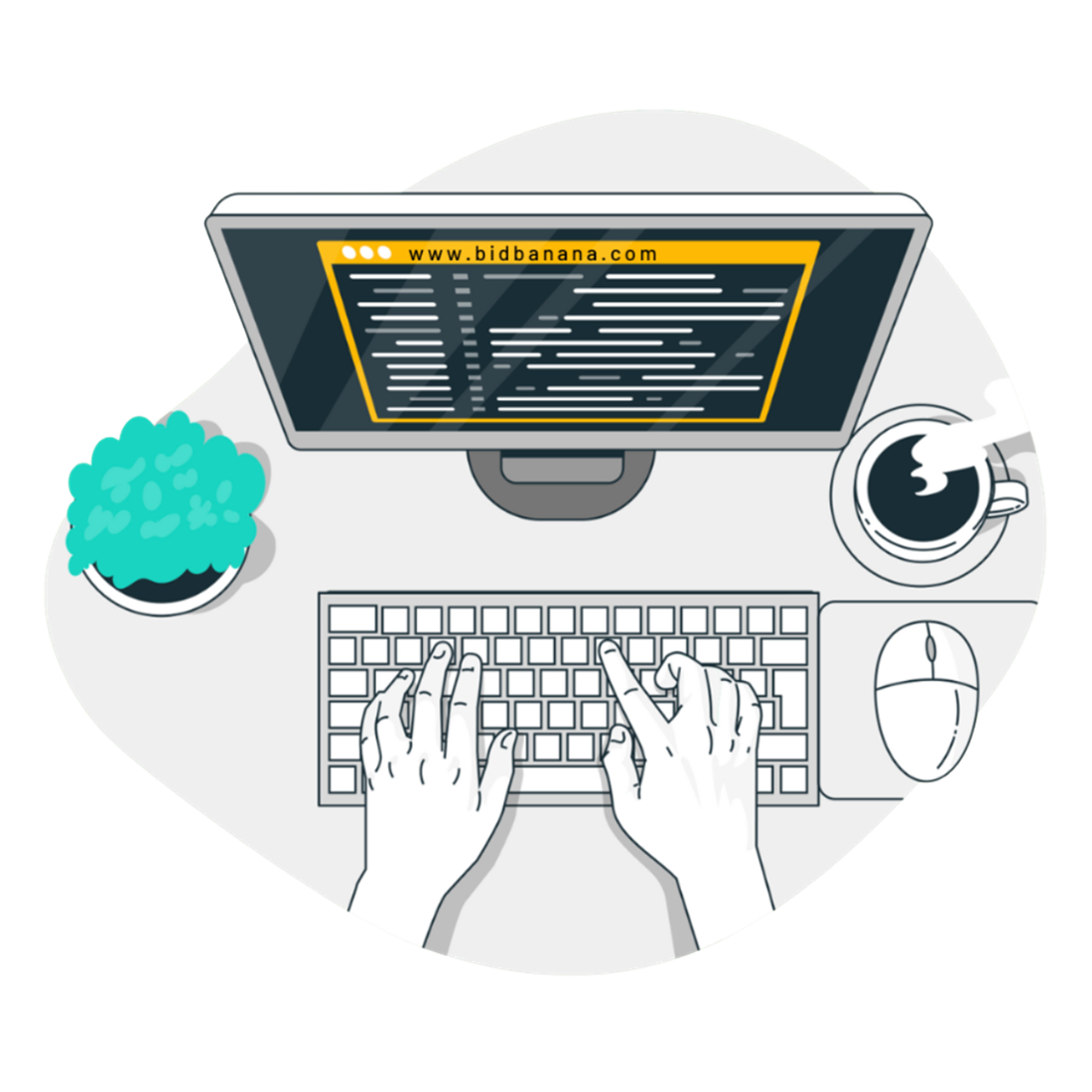Hands typing on a computer